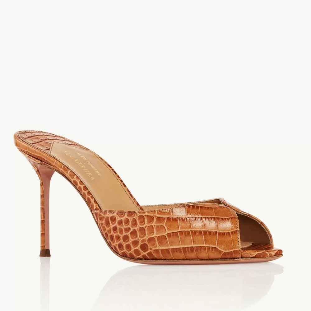 AQUAZZURA Alex Rivière 85 Croc-embossed Leather Mules size 35/5 (photos coming) - Picture 3 of 12